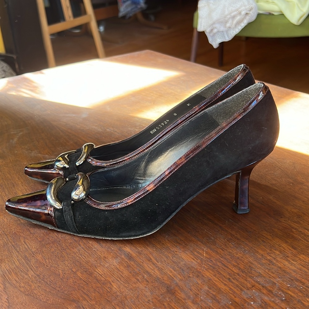 Stuart Weitzman Suede And Tortoise Heel - image 4